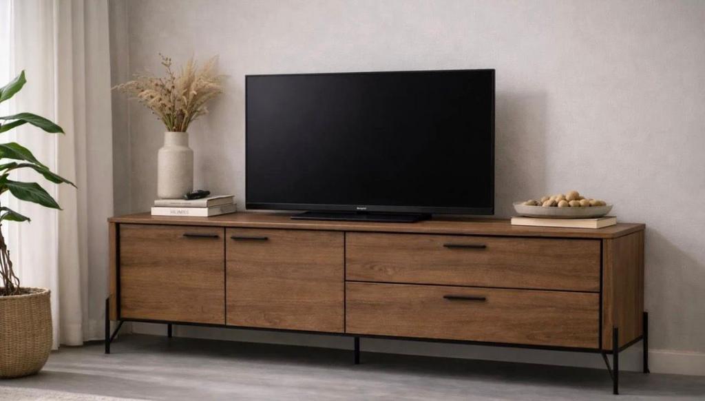 Set Calente dressoir + lowboard (tv-meubel) walnootkleur, Ophalen, Zo goed als nieuw, Met deur(en), 25 tot 50 cm