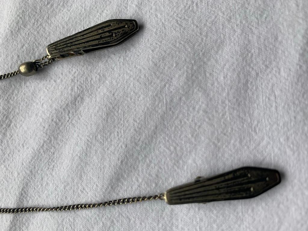Vintage Alpacca servetkettingen, Ophalen of Verzenden, Gebruikt, Zilver, Overige materialen