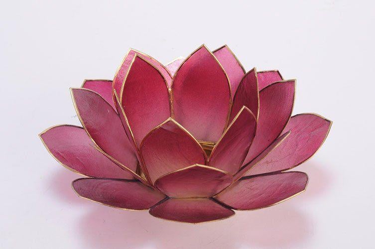 aubergine kandelaar waxinelichthouder lotus 15 cm doorsnede, Overige materialen, Overige kleuren, -, -