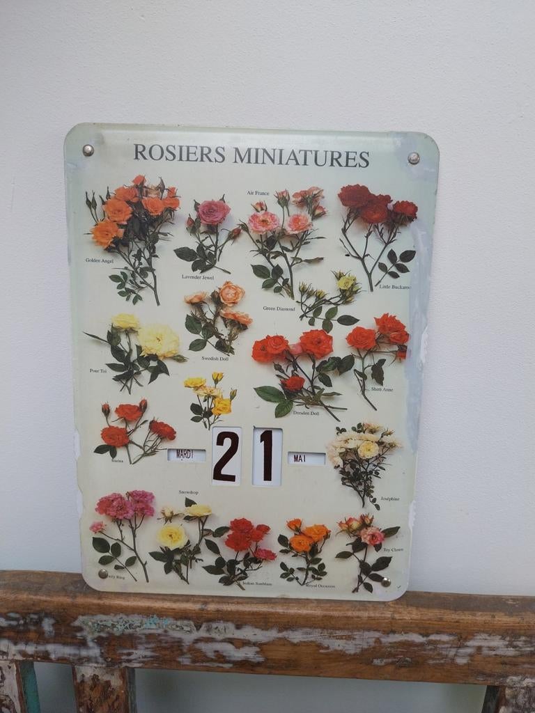 Brocante Franse metalen rozen kalender, Ophalen of Verzenden
