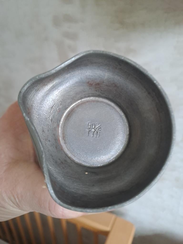 Tinnen kan met deksel, Antiek en Kunst, Antiek | Tin, Ophalen of Verzenden