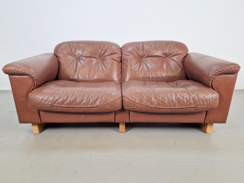 Vintage De Sede DS101 twee zitbank buffel leer 1970 Swiss