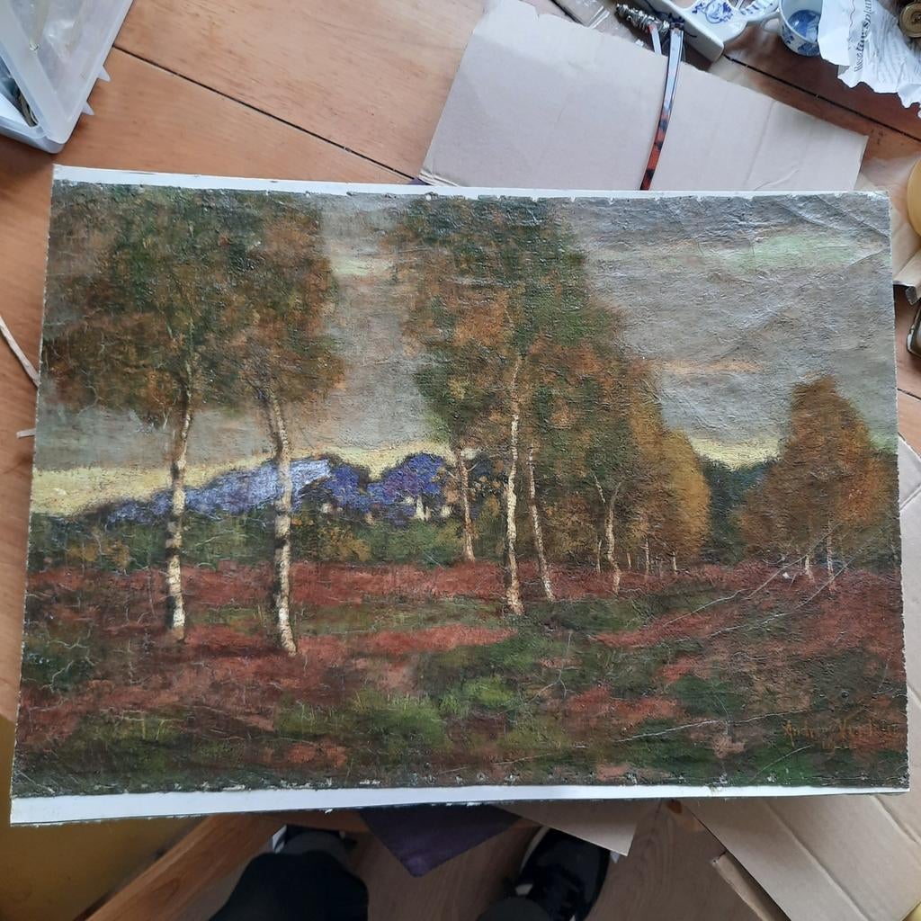 Antiek Olieverf Schilderij Andries Verleur 1901 bij Baarn, Antiek en Kunst, Ophalen of Verzenden