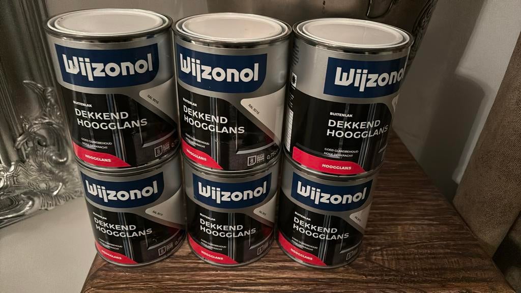 WYZONOL DEKKEND 9016 hooglans 6 voor 90 euro, 5 tot 10 liter, Wit, Nieuw, Ophalen of Verzenden