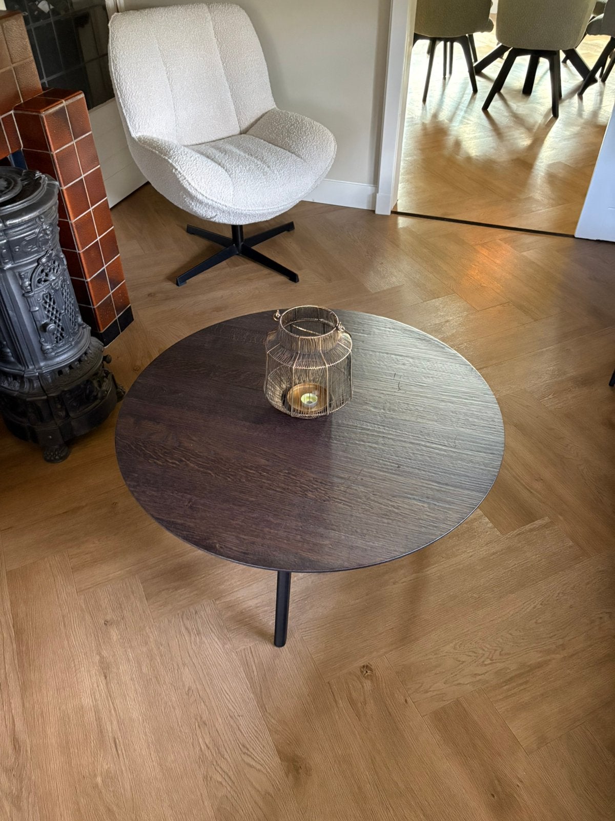 Salontafel rond 90 cm, 50 tot 100 cm, Zo goed als nieuw, 5 – 50, Eikenhout