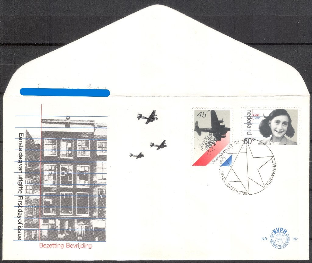 E182 - Anne Frank / herdenking bevrijding 1980, Verzenden, Beschreven, Nederland