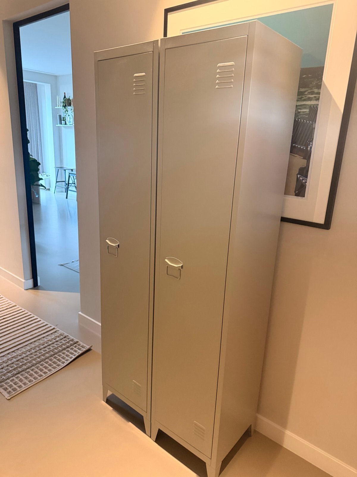 Set van 2 metalen lockerkasten - grijs, Huis en Inrichting, Kasten | Lockerkasten, Ophalen of Verzenden, Zo goed als nieuw