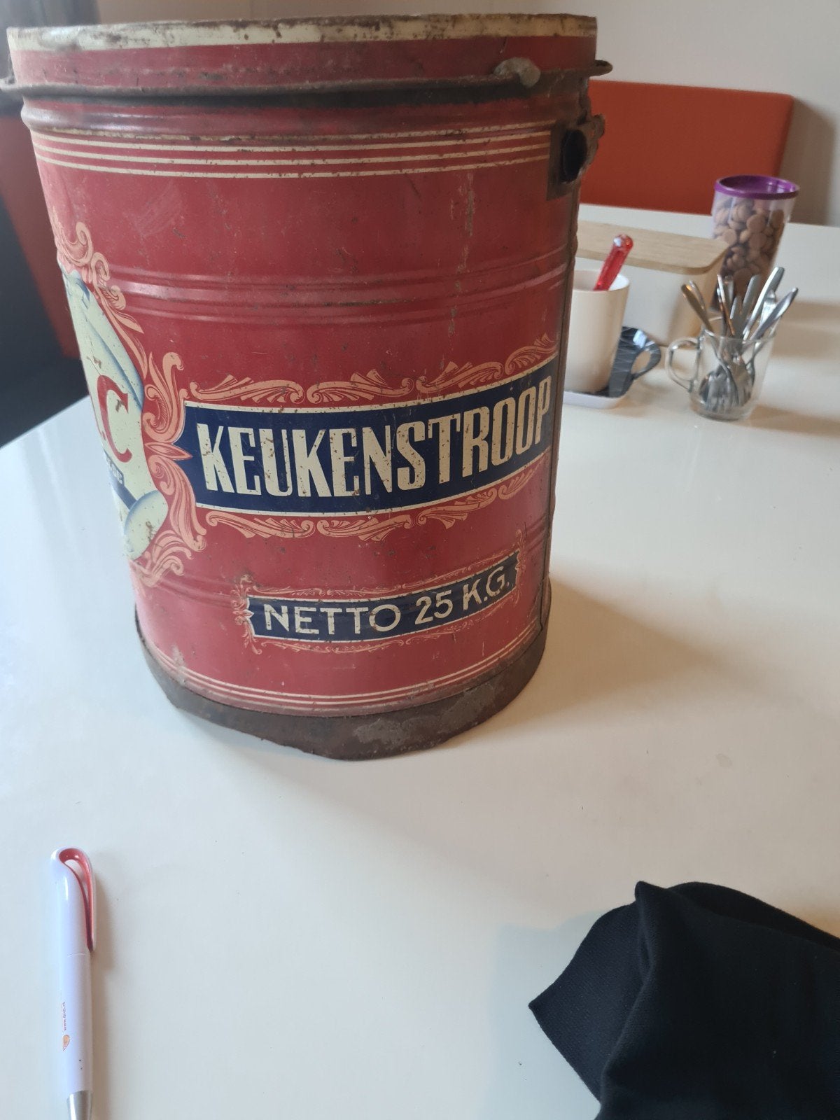 Vintage EAC Keukenstroop blik - 25 KG - voor de verzameling, Verzamelen, Ophalen, Gebruikt, Overige, Overige merken