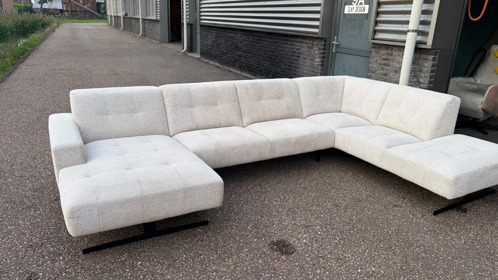 Montel Traffic bank lodge 110 linen - 160x348x226, Ophalen, 100 tot 125 cm, Hoekbank, 300 cm of meer