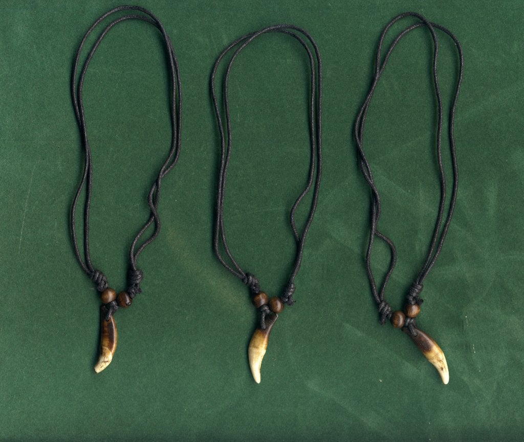 Halsketting real wolf tooth bone pendant necklace wolventand, Ophalen of Verzenden, Zo goed als nieuw, Overige materialen, Verstelbaar
