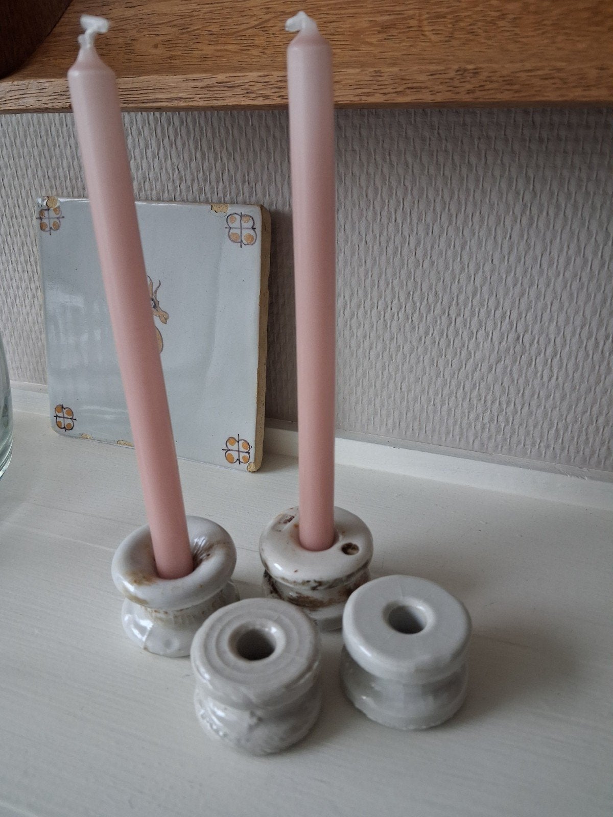 4 originele kleine isolatoren, wit porselein, Ophalen of Verzenden, Wit