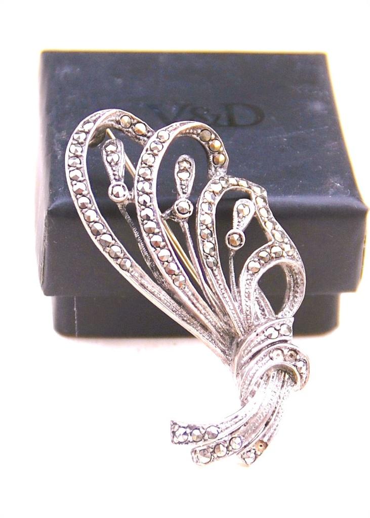Zilveren broche met steentjes, Ophalen of Verzenden, Nieuw, Zilver, Zilver