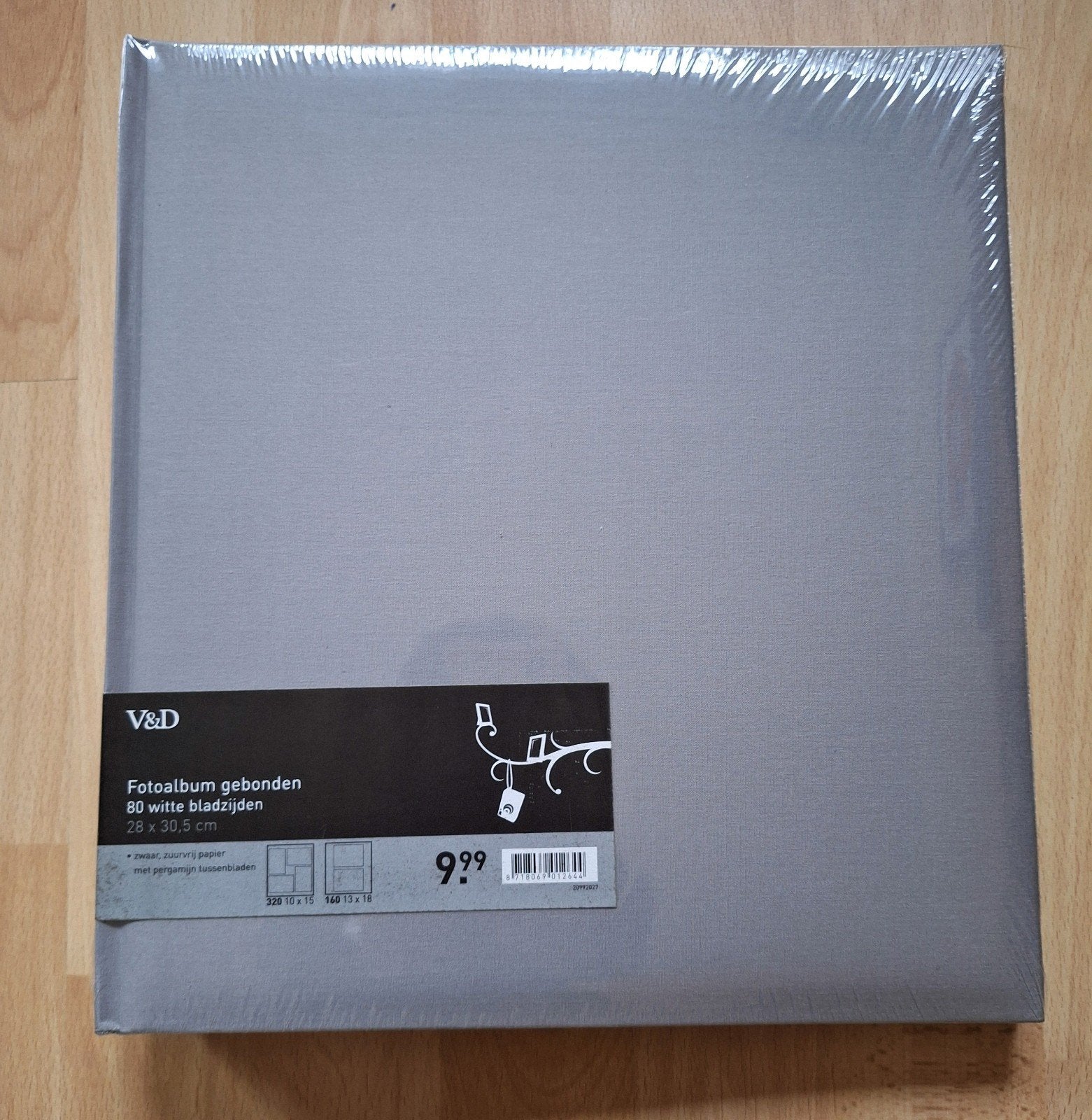 V&D Fotoalbum 80 witte bladzijden - nieuw in verpakking, Nieuw, Ophalen of Verzenden, Grijs, Vroom & Dreesmann