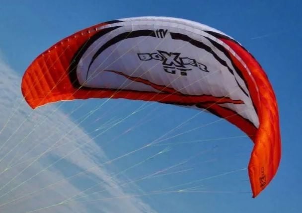 paramotor scherm ITV Boxer GT 25mtr oranje wit, Sport en Fitness, Zweefvliegen en Paragliding, Ophalen of Verzenden, Zo goed als nieuw
