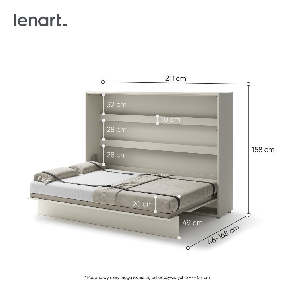 Concept opklapbed horizontaal - 140x200 - Cashmere, Niet ingevuld, Niet ingevuld, Niet ingevuld