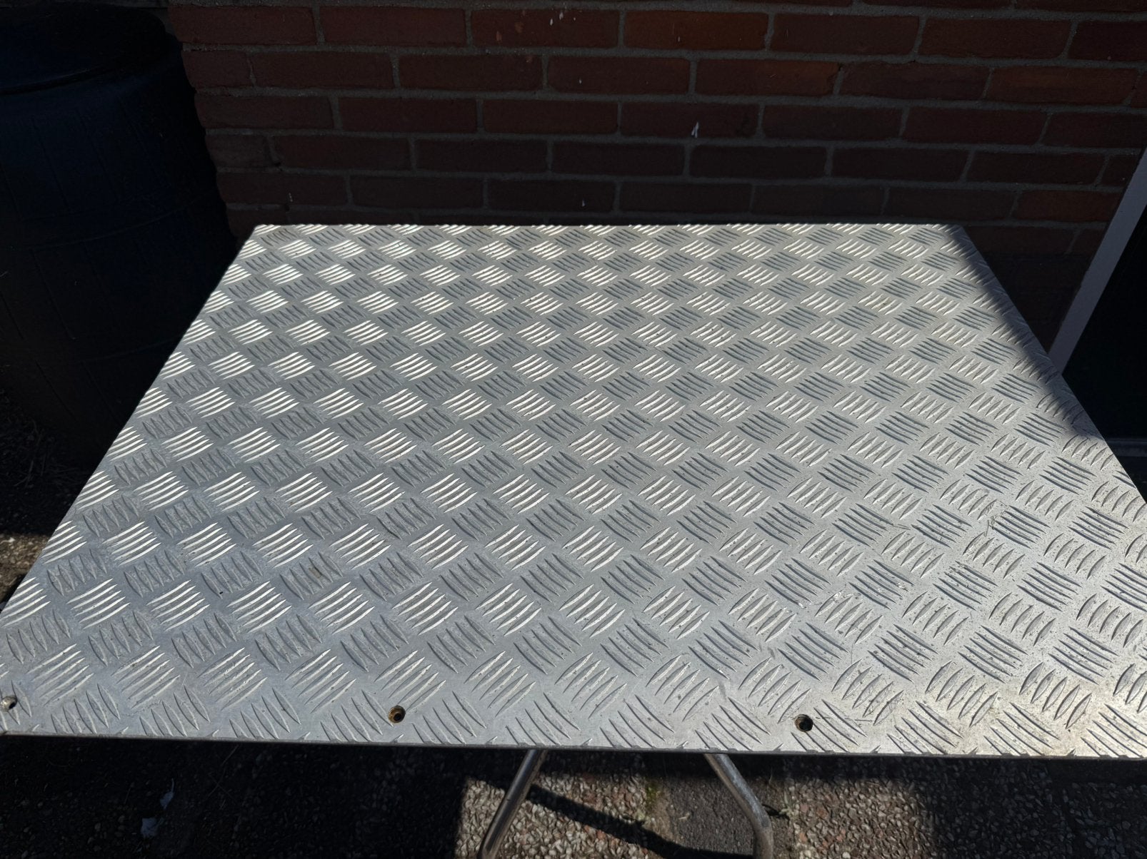 Oprijplaat aluminium 900x700x 5mm, Tuin en Terras, Tuintafels, Ophalen of Verzenden, Zo goed als nieuw, Aluminium