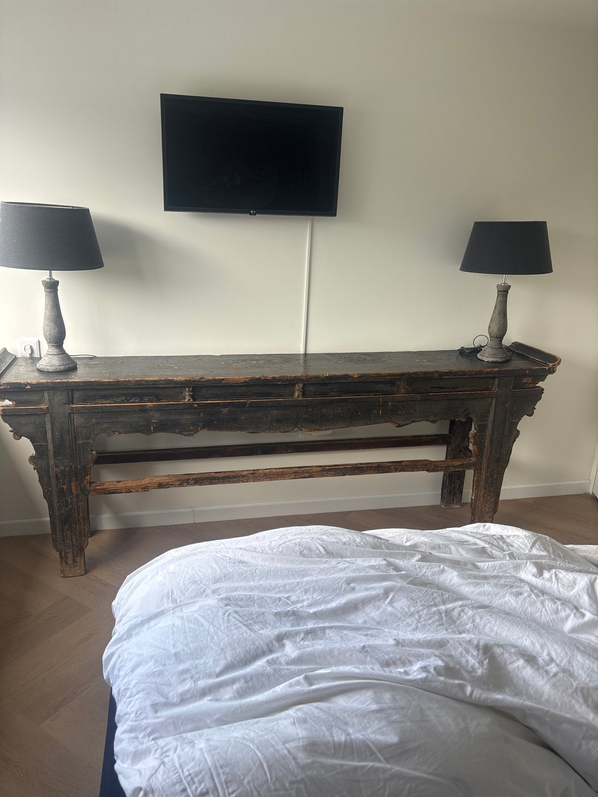 Antieke console tafel, zwart hout, Ophalen of Verzenden