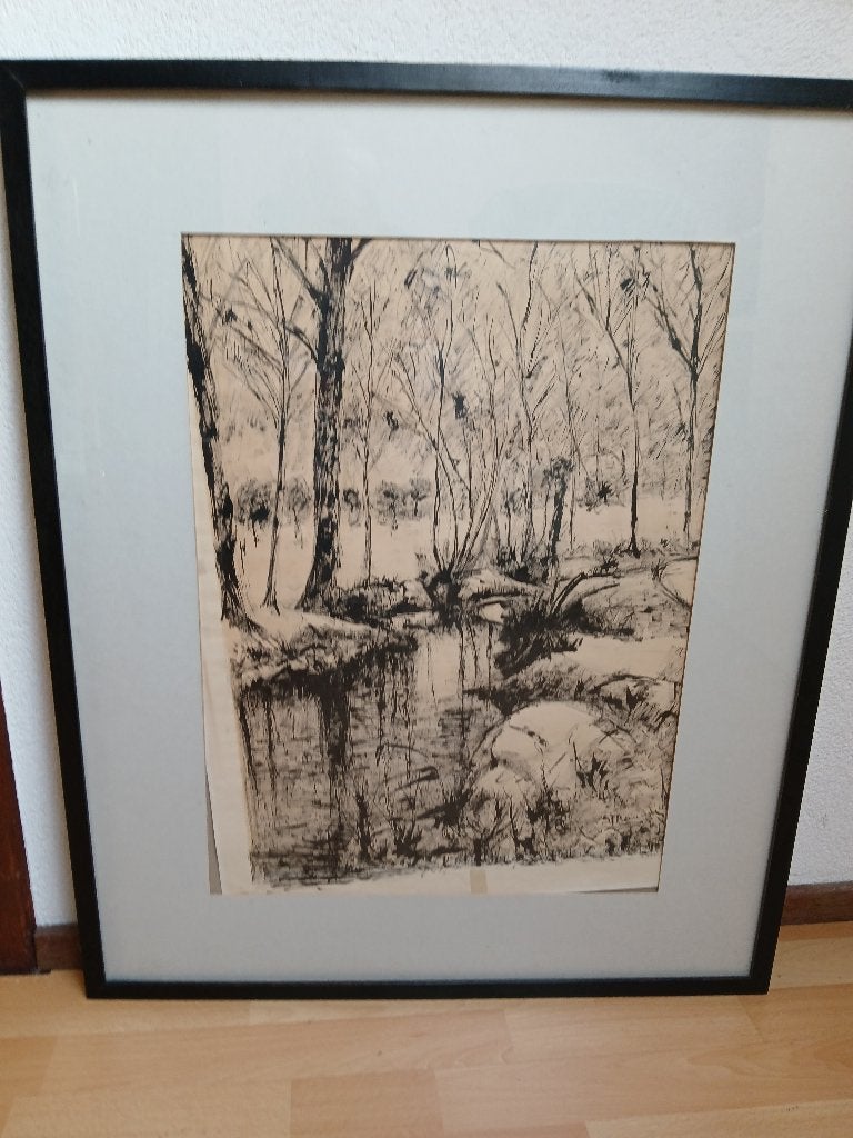 schilderij, Overige technieken, Impressionistisch, Landschap, Papier
