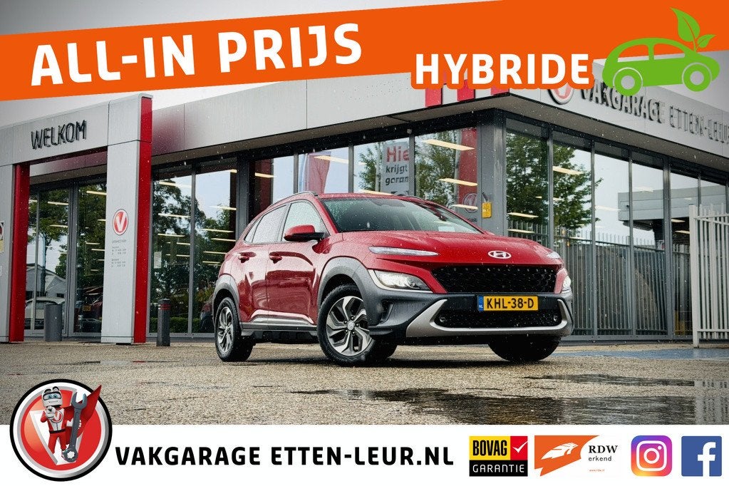 Hyundai KONA 1.6 GDI HEV Fashion | HUD | LEDER | STOELVERWAR, 12 maanden, Gebruikt, 23 km/l, Leder