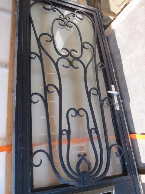 IJzeren art nouveau voordeur incl. kozijn 228,5x97,5, Deurkozijn, Zo goed als nieuw, Metaal, 225 cm of meer