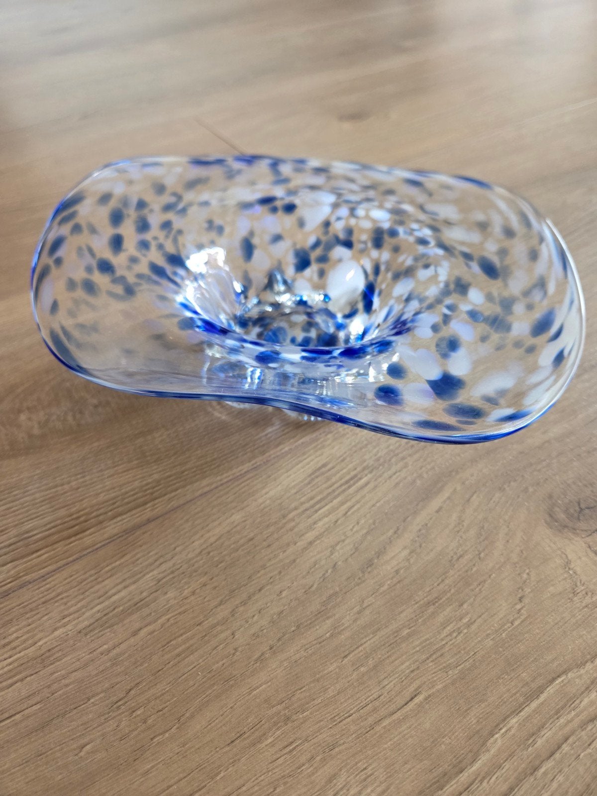 Murano schaal - Blauw gespikkeld glas, Ophalen of Verzenden