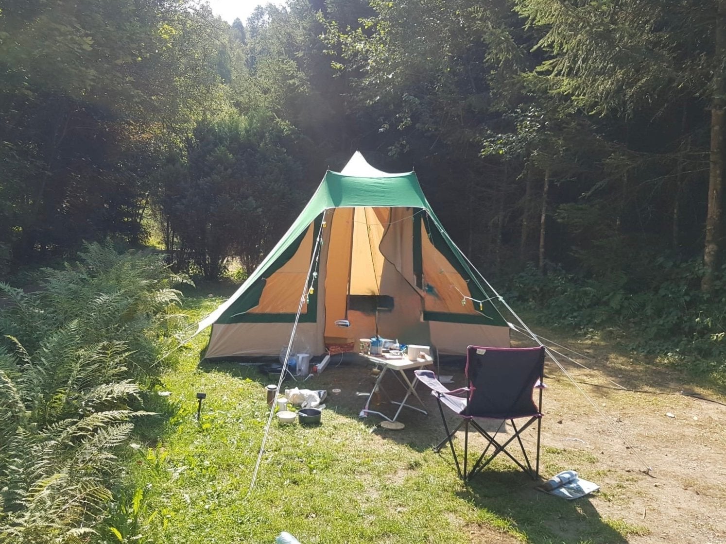 Katoenen DWS ‘Noord Holland’ tent met kuipzeil, Caravans en Kamperen, Ophalen, Gebruikt, Tot en met 4