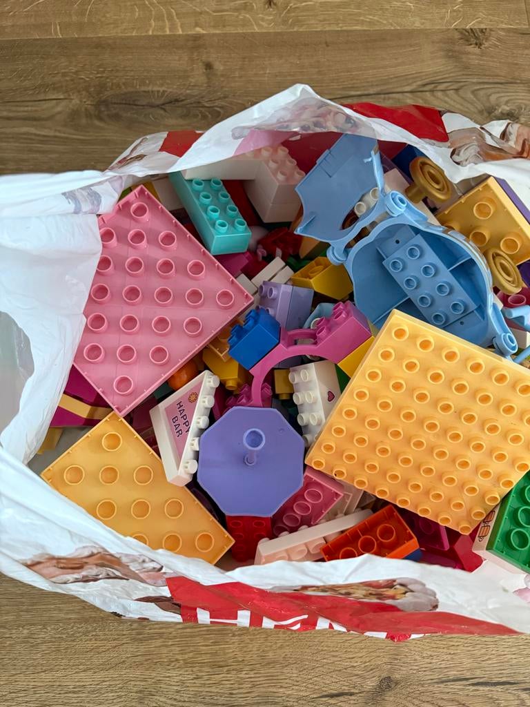 Grote zak met diverse bouwblokken (Duplo), Ophalen of Verzenden, Gebruikt, Overige merken
