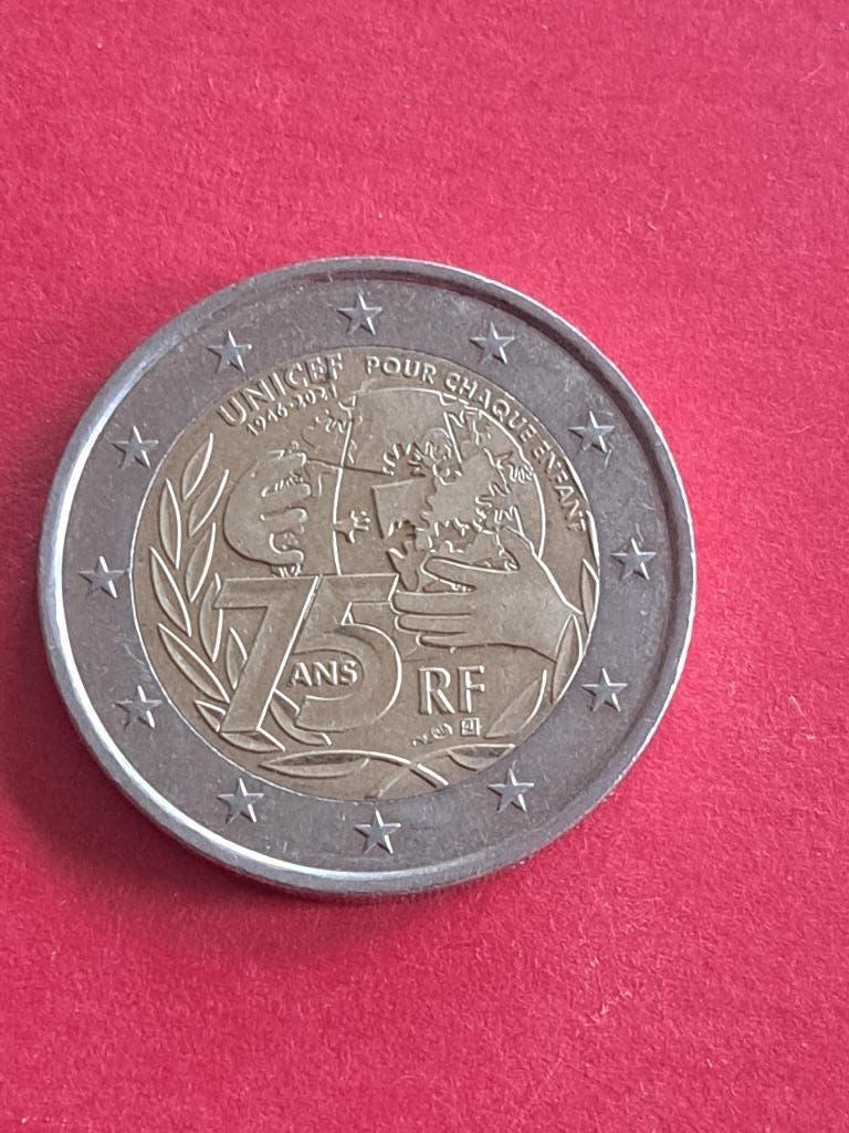 2021 Frankrijk 2 euro 75 jaar UNICEF, Verzenden, Frankrijk, 2 euro, Losse munt