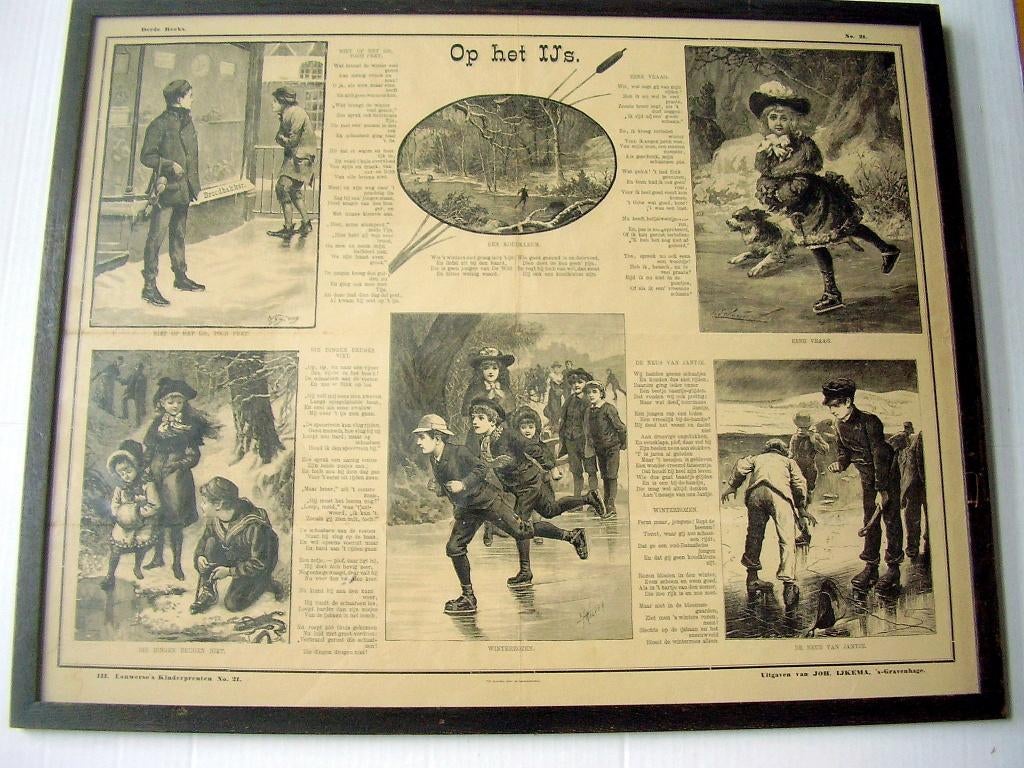 2 x Ingelijste Louwerse's Kinderprenten. Samen  tien euro., Gebruikt, Verzenden, Voor 1940, Prent