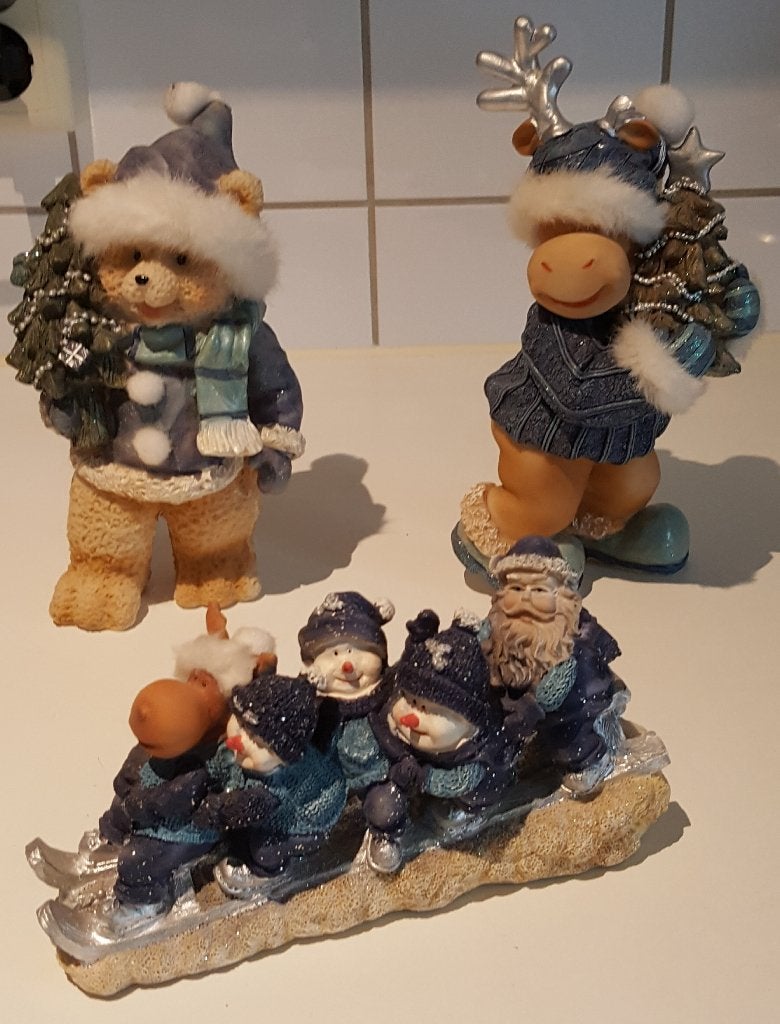 Blauw thema kerstbeeldjes uit de gulden tijd!, Diversen, Kerst, Ophalen of Verzenden, Zo goed als nieuw