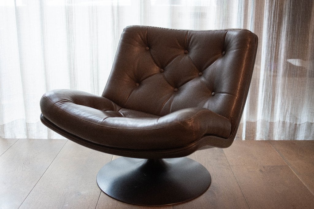Vintage fauteuil Artifort F975 Geoffrey Harcourt, Ophalen, Gebruikt, Kunststof, 75 tot 100 cm