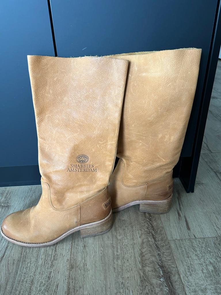 Shabbies Amsterdam Leren Laarzen - Zo goed als nieuw, Kleding | Dames, Schoenen, Ophalen of Verzenden, Zo goed als nieuw, Bruin