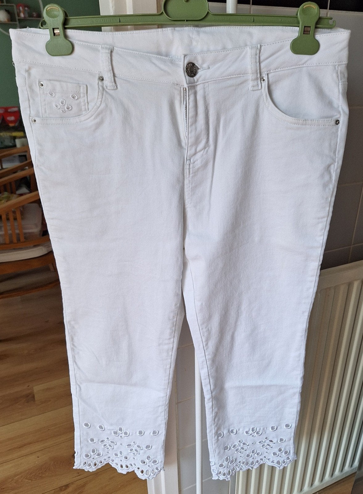 Broek van MS mode met leuke onderrand maat 42, Wit, Overige jeansmaten, Ophalen of Verzenden, Zo goed als nieuw