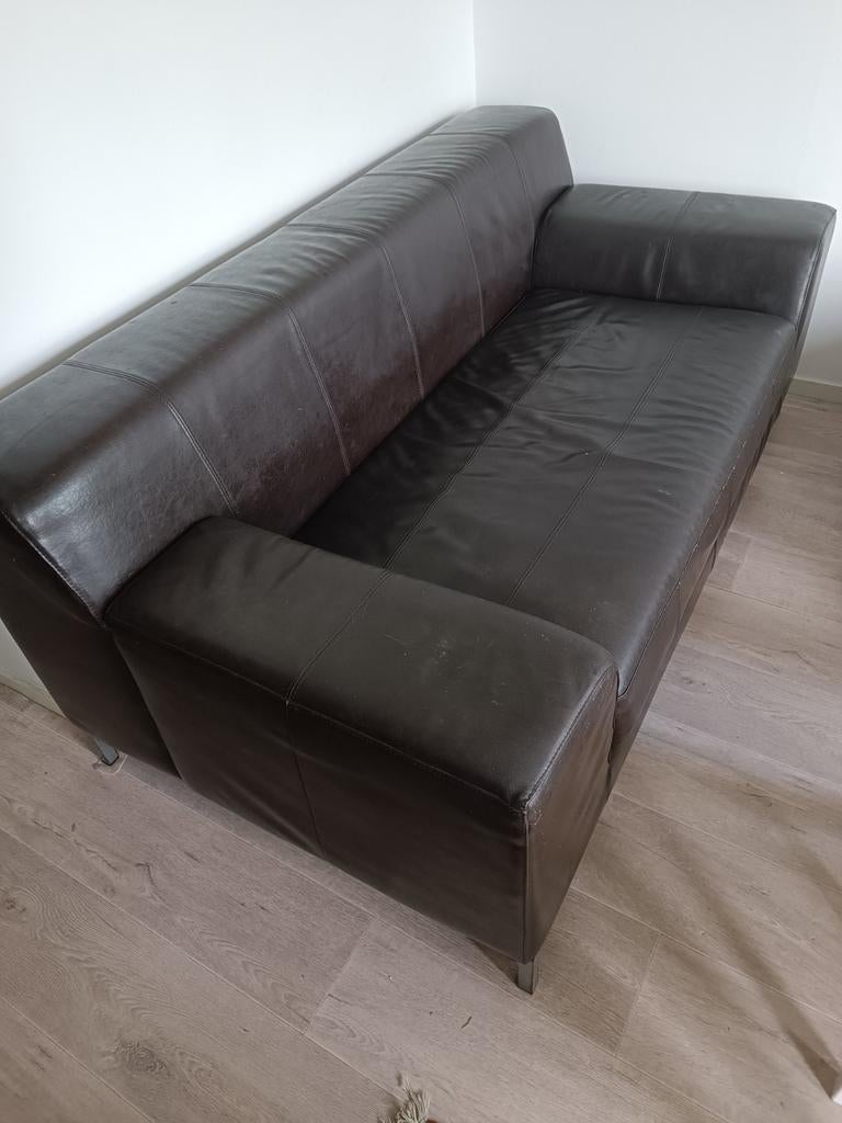 Kramfors Ikea donkerbruine leren bank - 2-zits, Gebruikt, 150 tot 200 cm, Tweepersoons, Ophalen of Verzenden