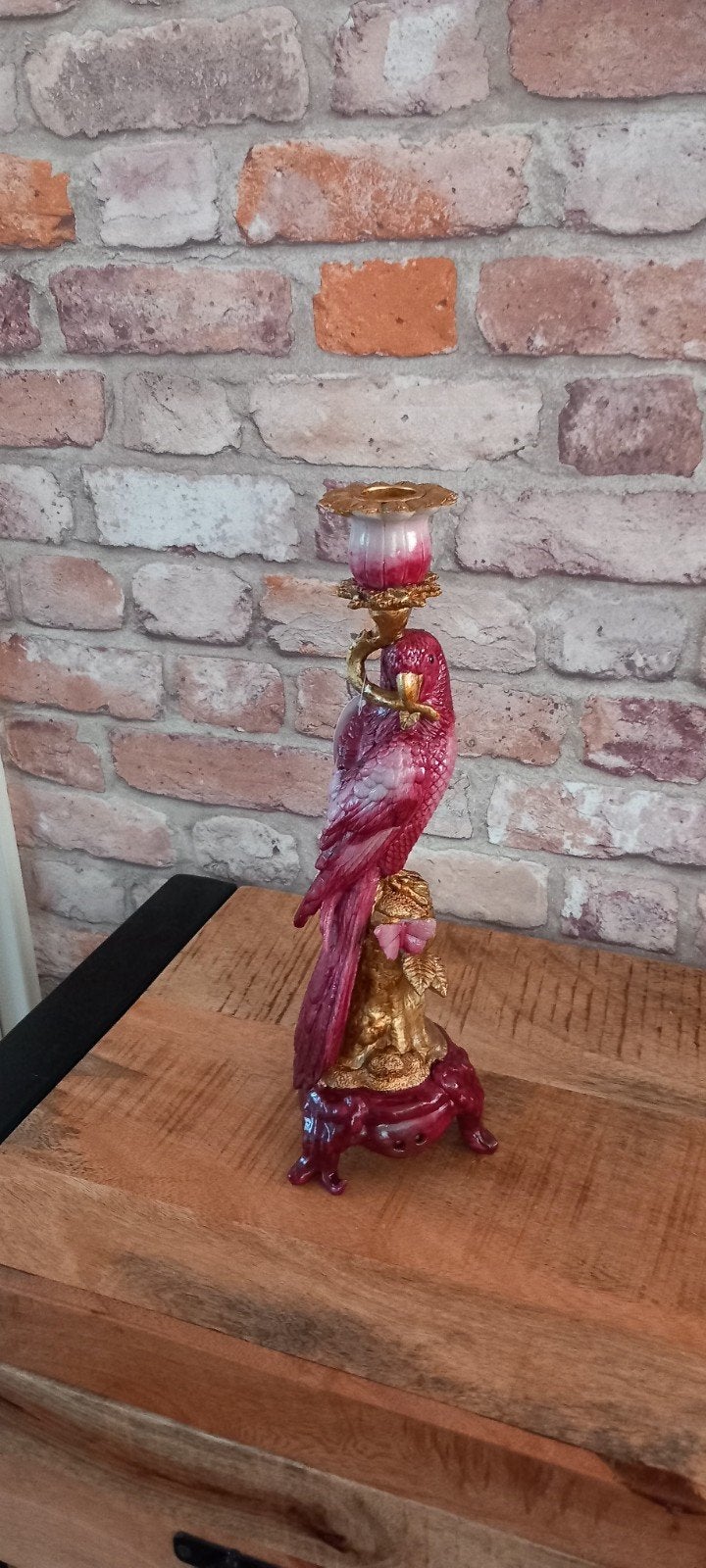 Baroque Collection:32cm Papegaai Kandelaar Beeld♥️NIEUW♥️, Verzamelen, Beelden en Beeldjes, Ophalen of Verzenden, Nieuw, Dier