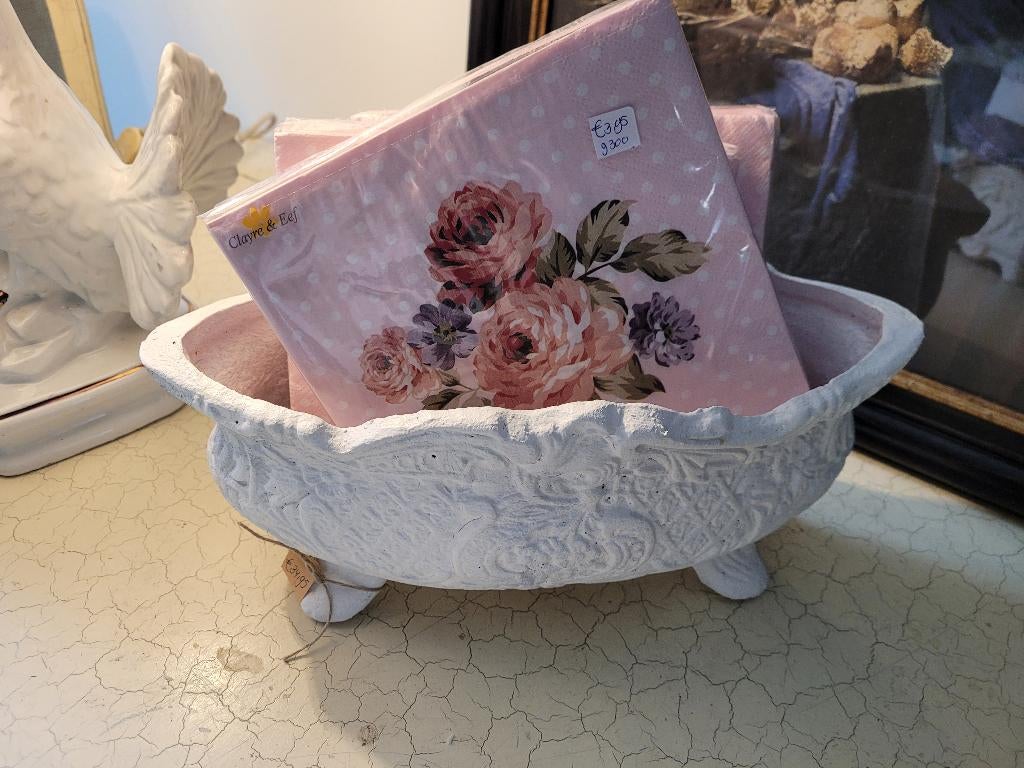 Oude sierlijke gietijzeren Franse jardinière, Antiek en Kunst, Curiosa en Brocante, Ophalen of Verzenden