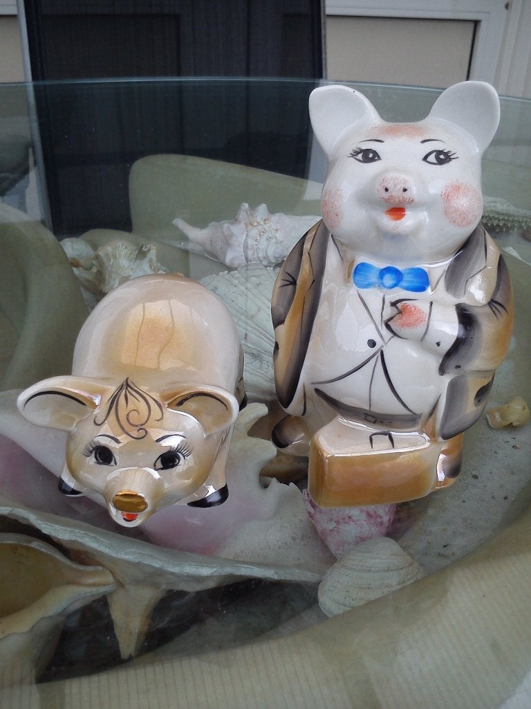 USSR Russische antiek porseleinen Xrjusha -Varkens, Ophalen of Verzenden