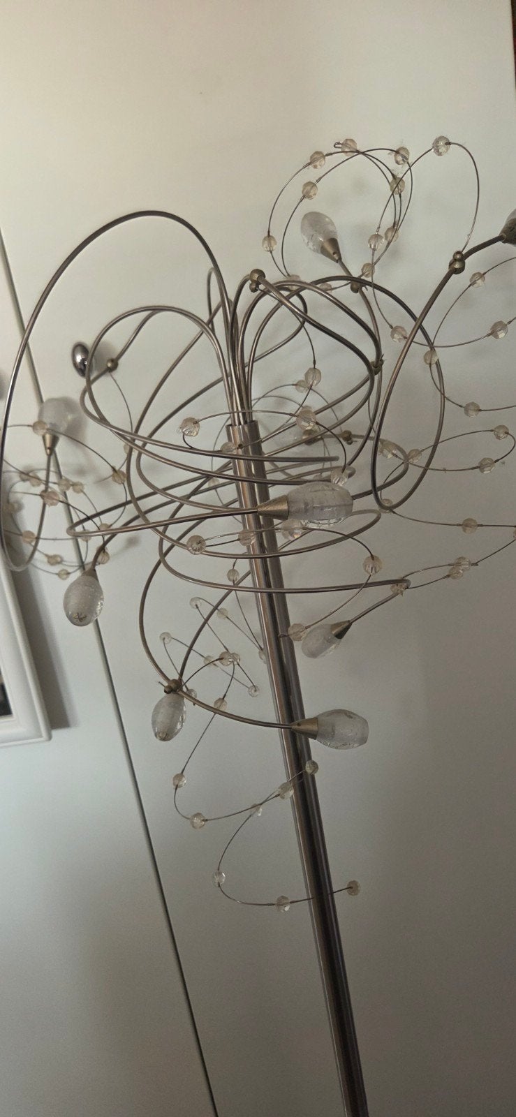 Vloerlamp met dimmer, 10 halogeen lampjes (ook LED mogelijk), Ophalen, Gebruikt, Overige fittingen, Glas