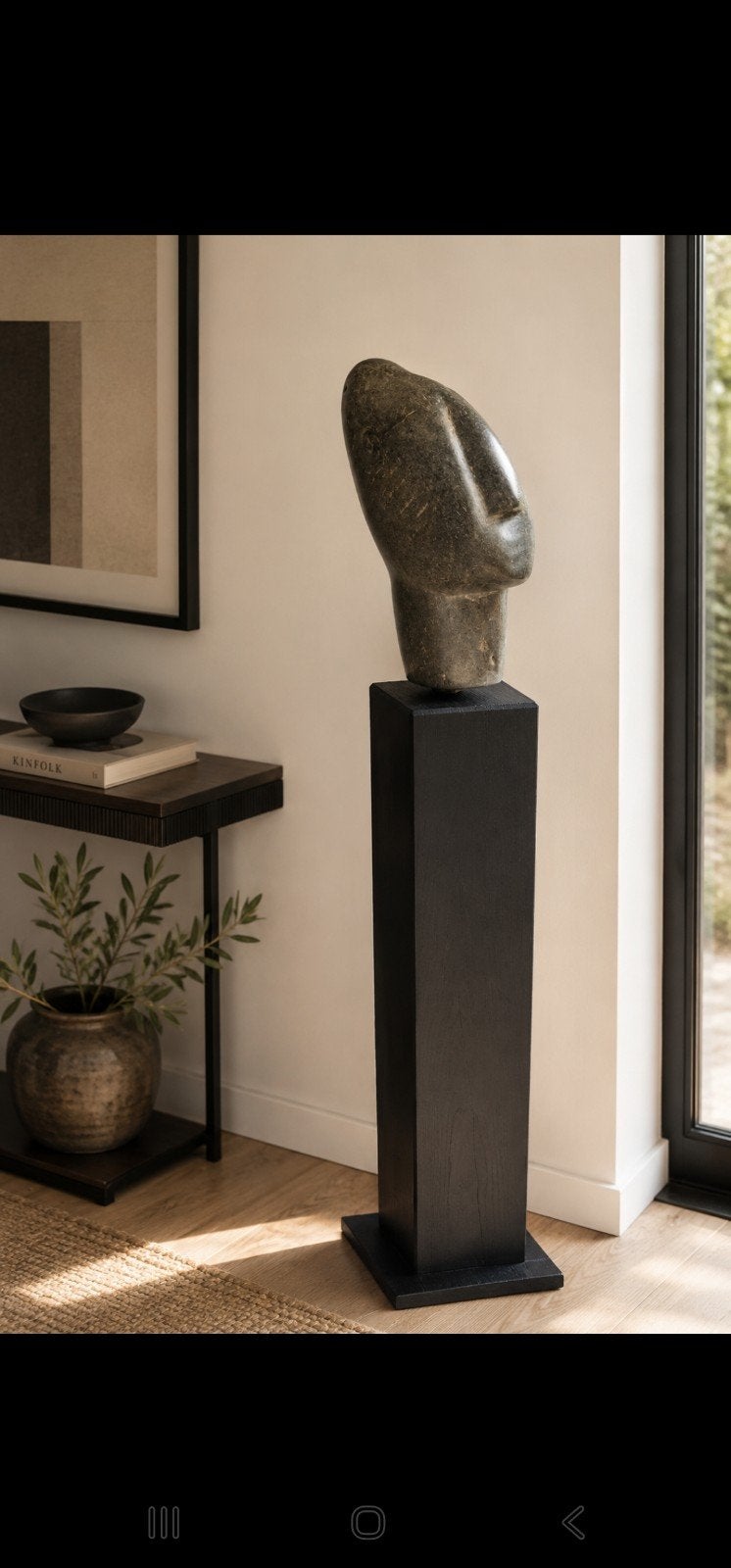Uniek spekstenen beeldhouwwerk op houten sokkel, Ophalen, Beeld, Abstract, Modern