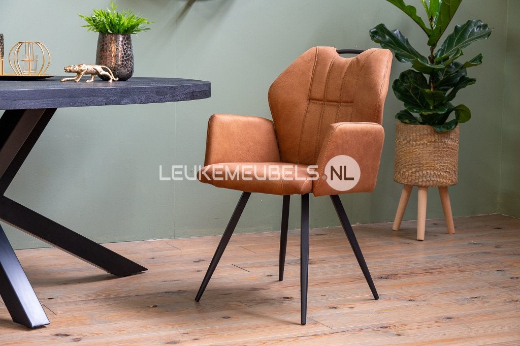 Eetkamerstoel Puck, 4 kleuren Microstof., Huis en Inrichting, Bruin, Nieuw, Ophalen of Verzenden, Metaal