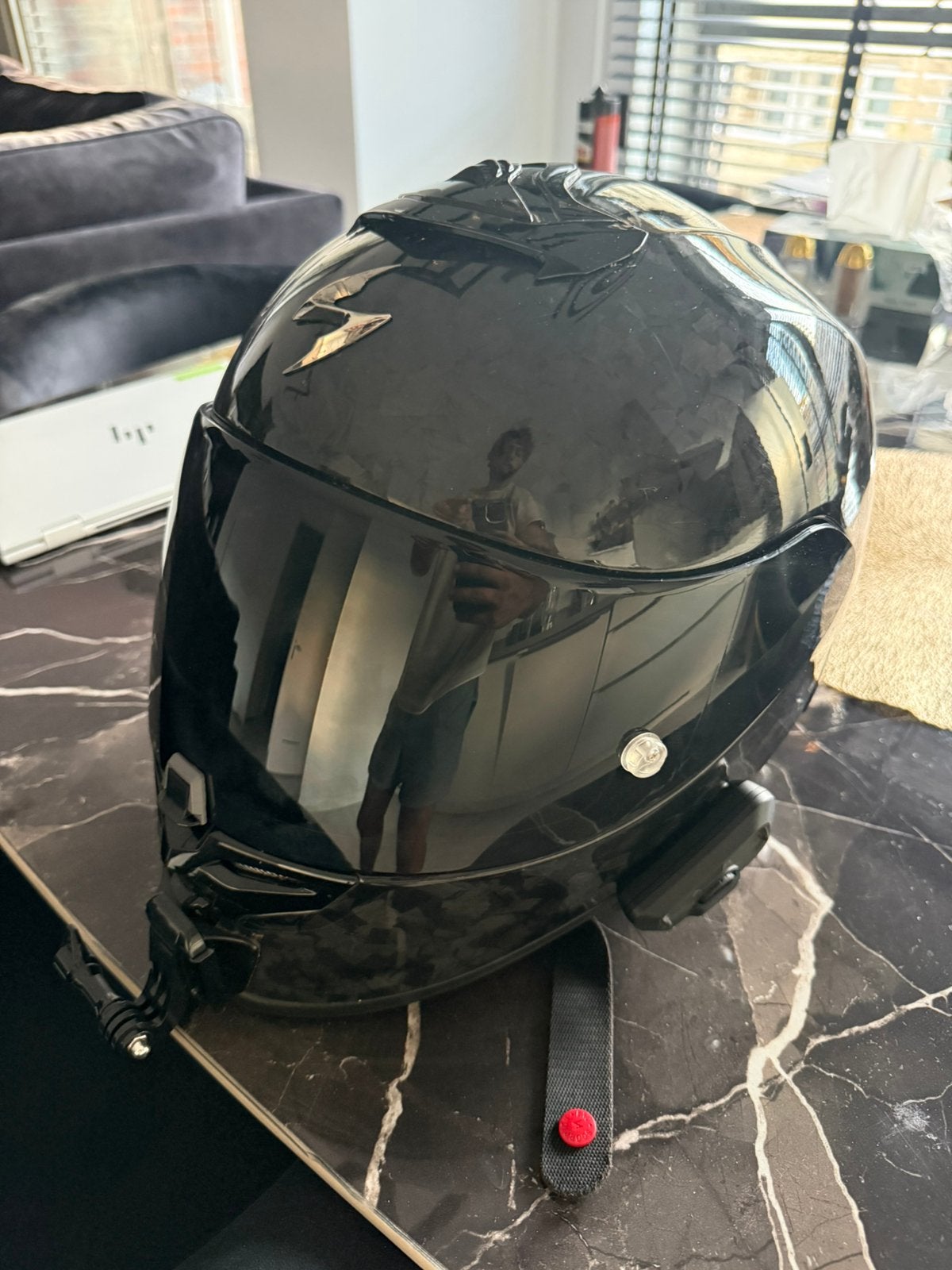 Scorpion EXO-R1 Carbon + Cardo + JBL Speakers | ZGAN, Ophalen of Verzenden, Tweedehands, Integraalhelm, Overige merken