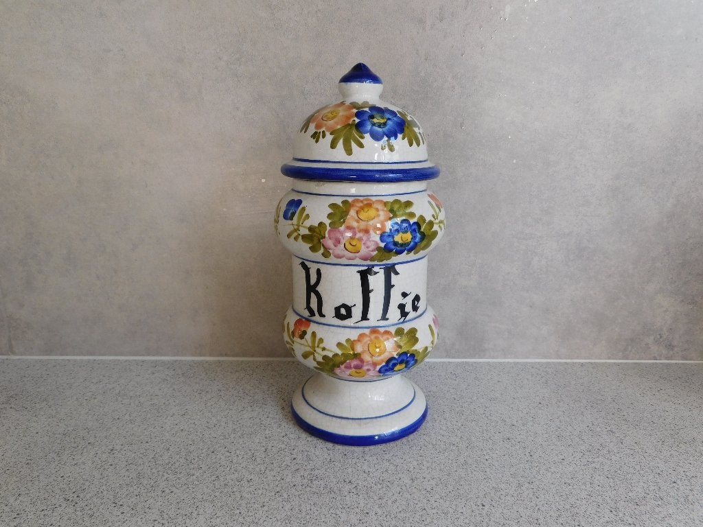 Antieke Koffie Voorraadpot met Craquelé Glazuur - 24 cm, Antiek en Kunst, Ophalen of Verzenden