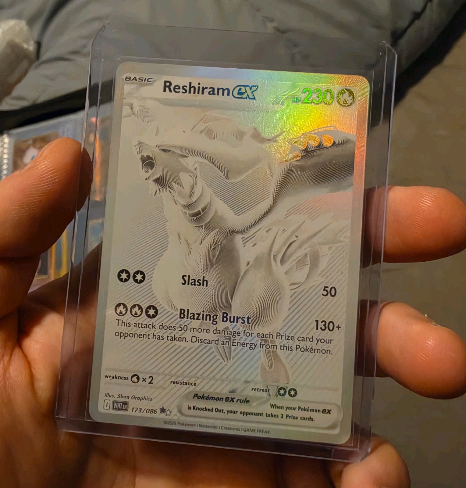 Reshiram ex White Flare, Ophalen, Zo goed als nieuw, Losse kaart, Foil
