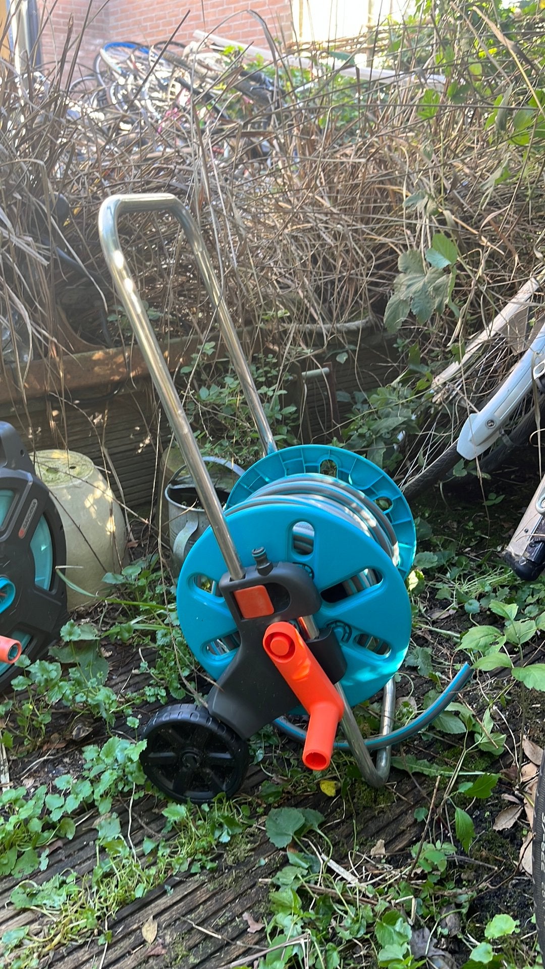Gardena Tuinslang met  rijdende haspel, Tuin en Terras, Ophalen, Zo goed als nieuw, Tuinslang