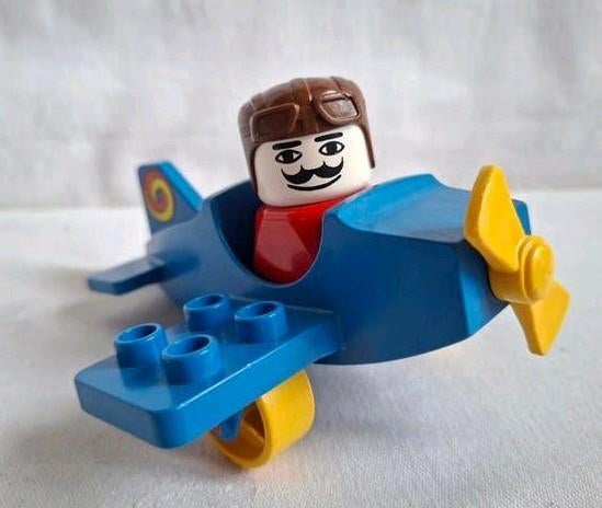 Vintage retro Duplo set 2622 blauw Vliegtuig met piloot, Ophalen of Verzenden, Zo goed als nieuw, Duplo, Complete set