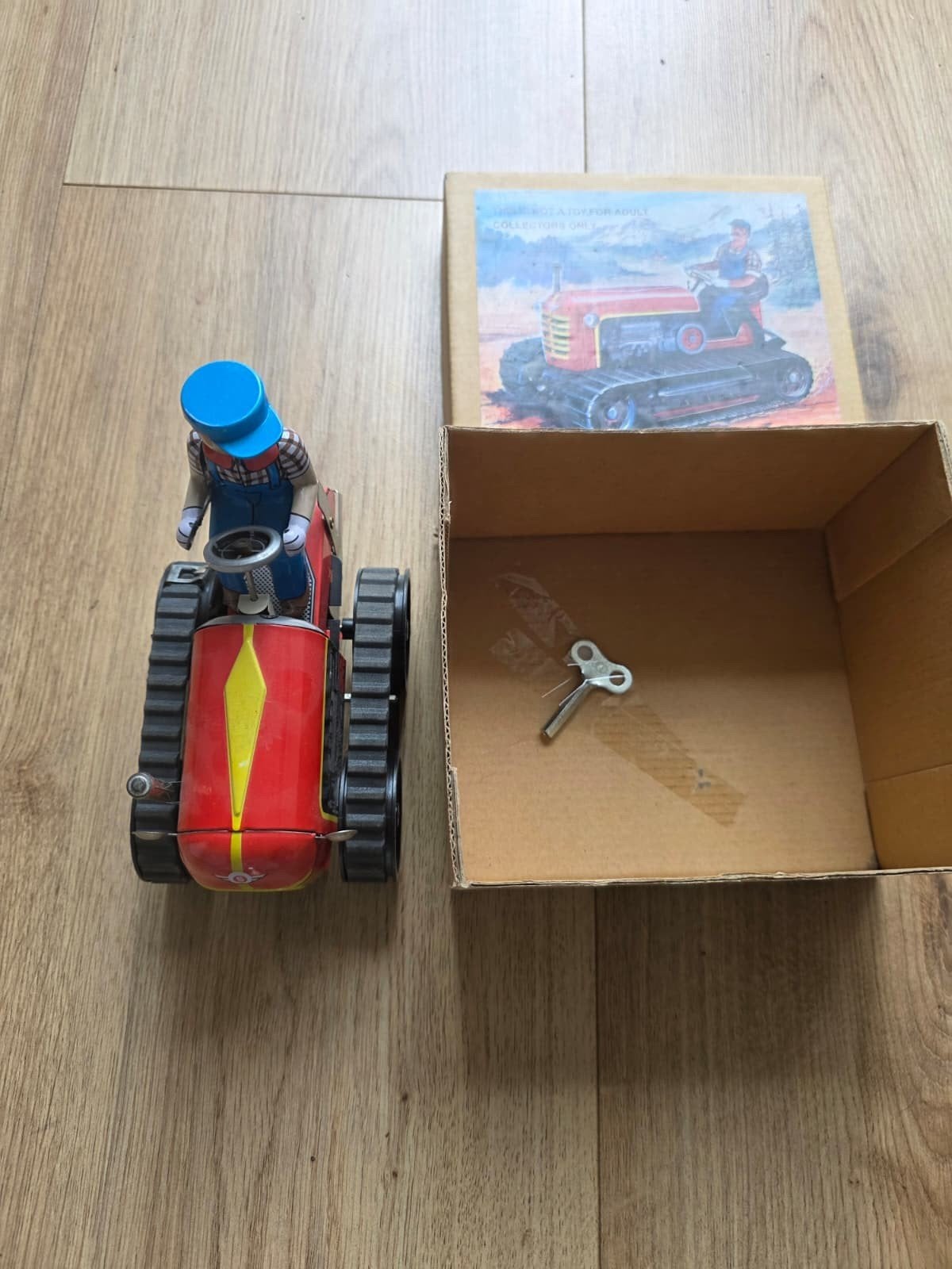 Vintage blikken opwind tractor met bestuurder, Verzamelen, Ophalen