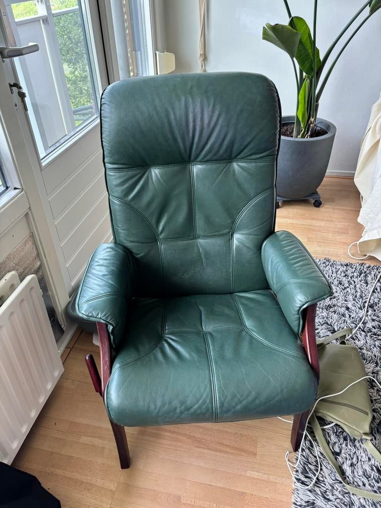 Leren senioren stoel, Ophalen of Verzenden, Zo goed als nieuw, 75 tot 100 cm, 50 tot 75 cm