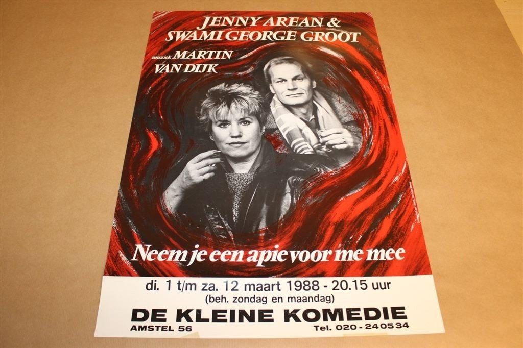 Origineel affiche - Jenny Arean - Kleine Komedie - 1988, Ophalen of Verzenden, Zo goed als nieuw, Cabaret