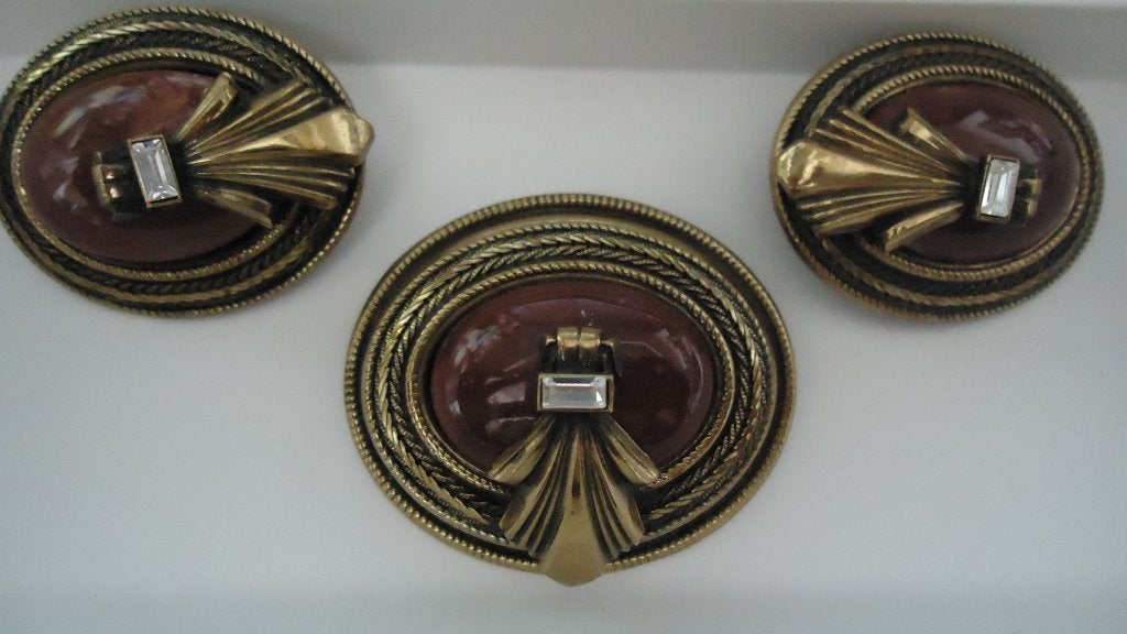 Originele Emani  Bulatti broche en oorbellen, Overige materialen, 4 tot 7 cm, Ophalen of Verzenden, Zo goed als nieuw