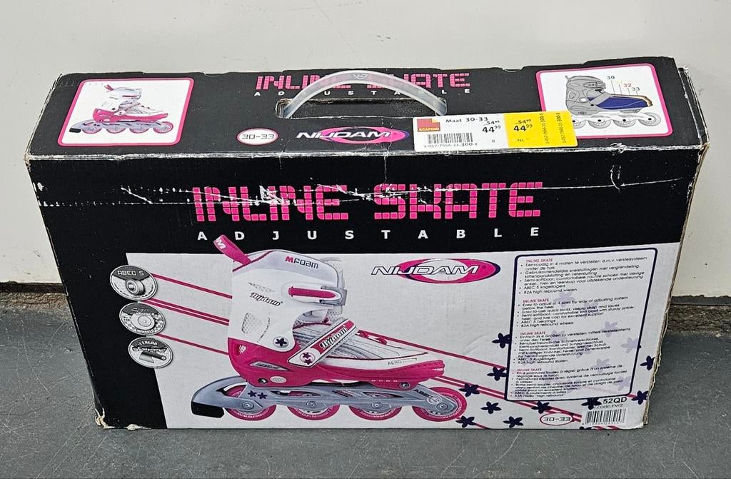 Nijdam verstelbare inline skates roze/wit (maat 30-33), Ophalen of Verzenden, Nieuw, Meisje